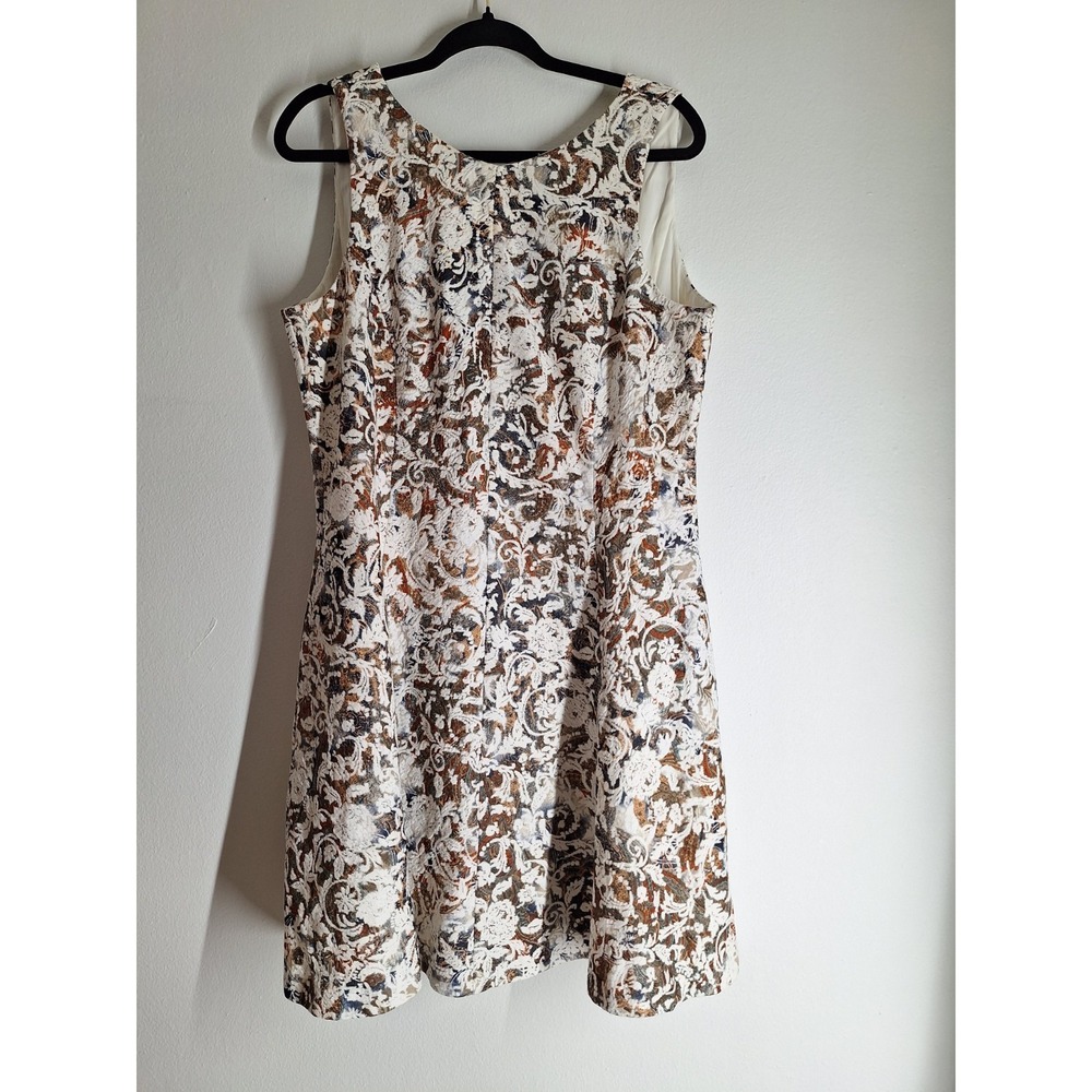 Alex Marie "Naomi" fit & flare sleeveless dress with multicolor jacquard print.